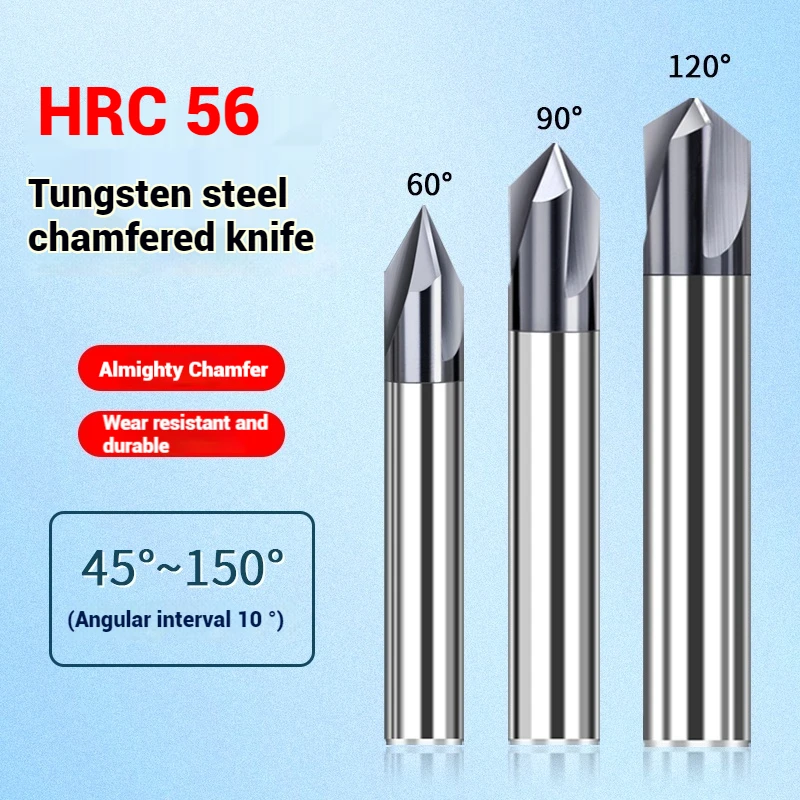 HRC56 3 Flutes Chamfer Milling Cutter 60 90 120 degrees CNC Router Bits Engraving Endmill Tools