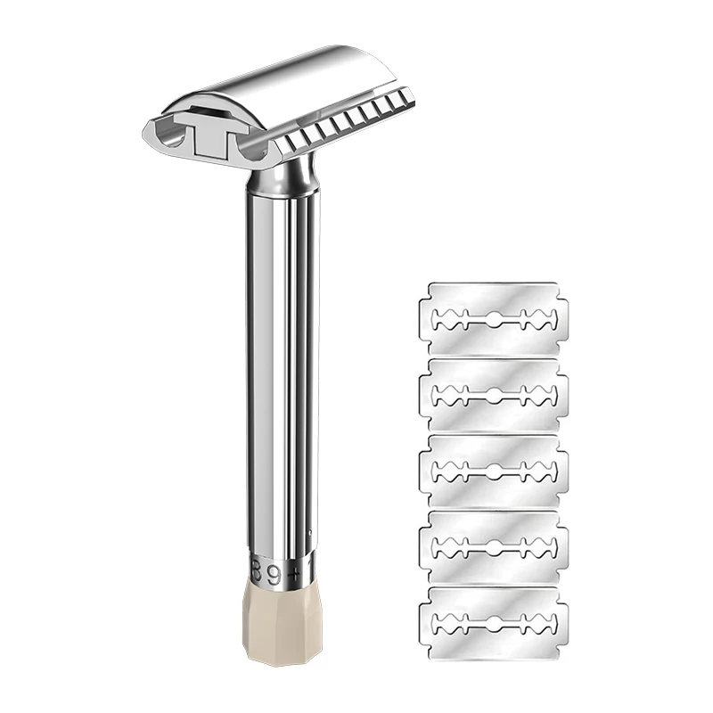 Men's Zinc Alloy Metal Safety Razor 9-speed Sharpness Adjustalbe Shaver Classic Styling Quick Replacement Blade With 5 blades