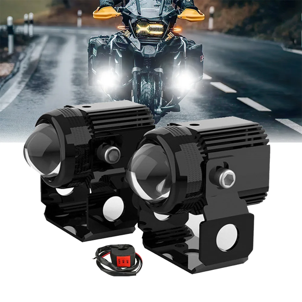 Additional Led Fog Lights Motorcycle Headlight 12V 24V Projector Lens  for BMW R1200GS Electric High/Low ATV Truck Dirt Bike SUV