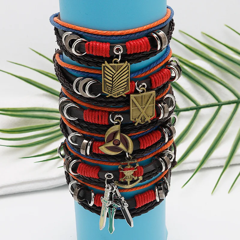 Anime Attack on Titan Leather Bracelet Wings of Liberty Wristband Leather Belt Buckle Bracelets For Women Men Trinket Gift