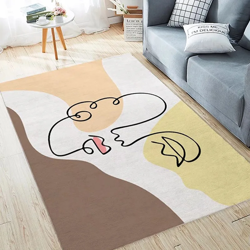 

Nordic Artistic Geometric Carpets for Living Room Bedroom Decor Home Bedside Washable Floor Mat Teenager Non-Slip Play Area Rugs