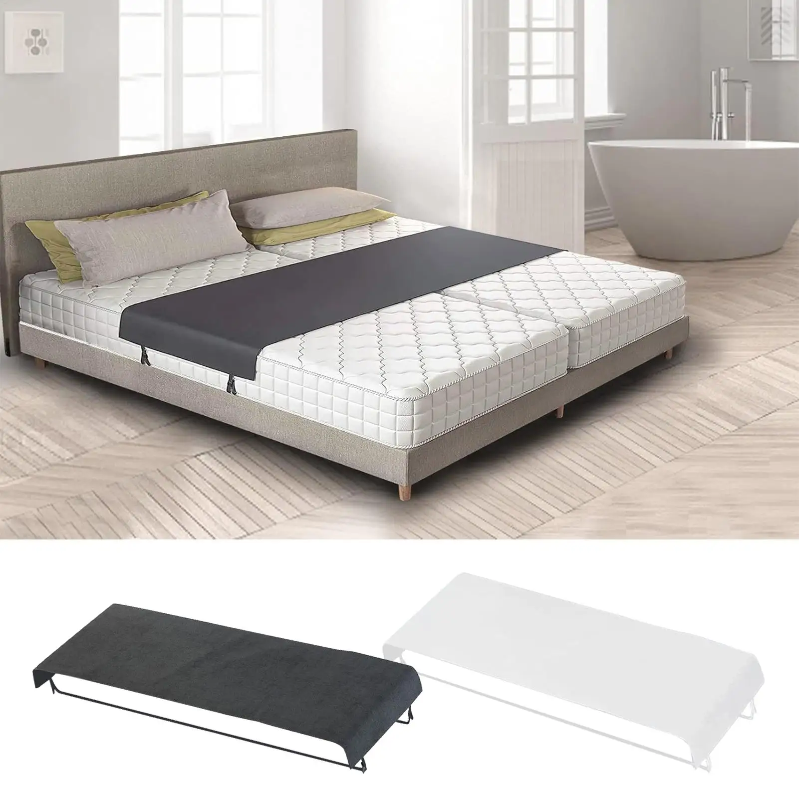 Bed Gap Filler Mattress Connector Split King Bridge Pad Straps Sheet Holder for Couples Families Guest Bed Sleeping Solution