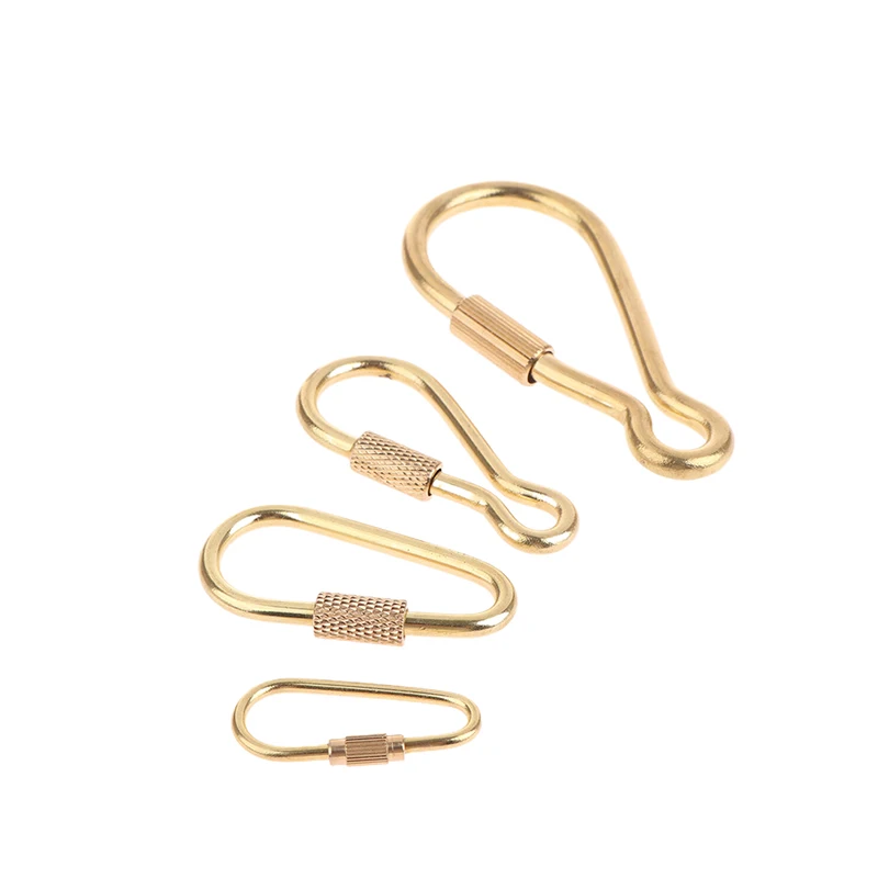 13 Styles To Choose Brass Keychain Screw Lock Camping Survival Carabiner Buckles Hooks Men Women Simple Key Ring Keychain