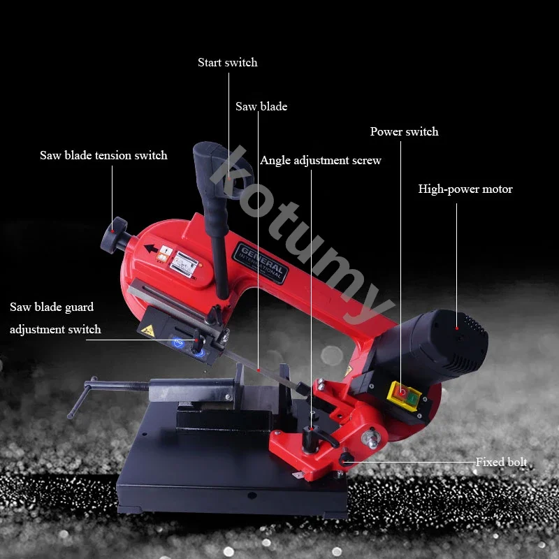 220V Metal Band Saw Machine Portable Woodworking Band Saw Machine Horizontal Cutting Electric Saw