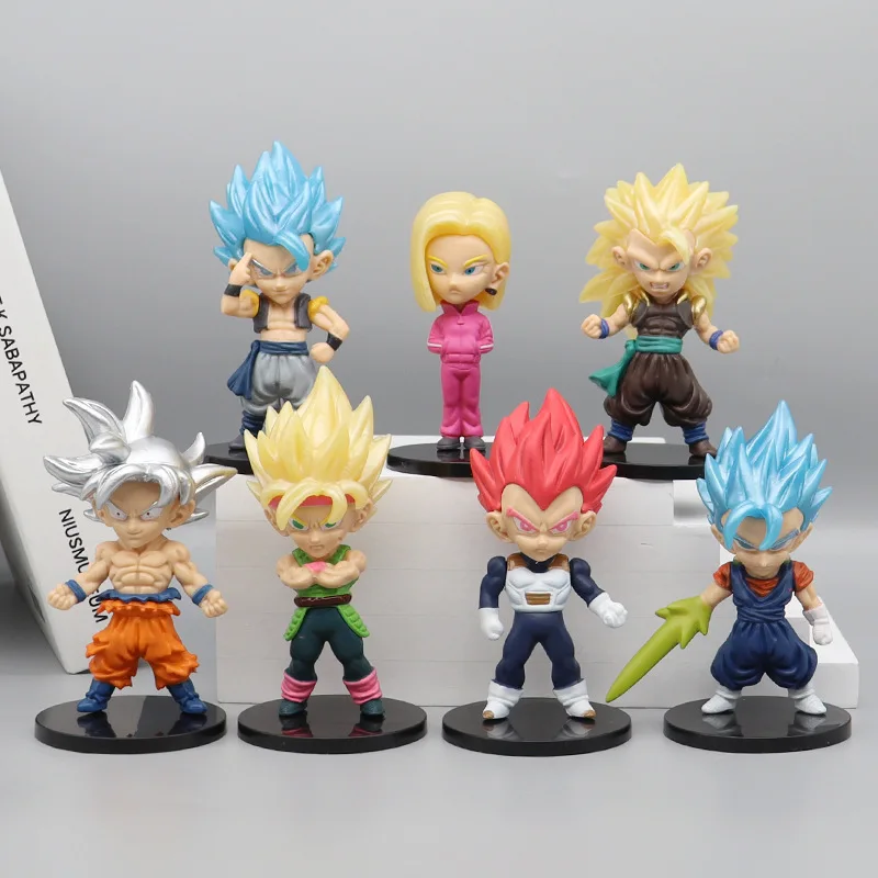 

7pcs/set Anime Figure GK Dragon Ball Z Sun Goku Vegeta Action Model Super Saiyan Set DBZ Collectible Figurines Car Ornament Toys