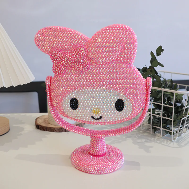 

Kawaii Sanrio Anime Hobby My Melody Hello Kitty Cartoon Girl Home Dressing Mirror Desktop Sticker Drill Mirror