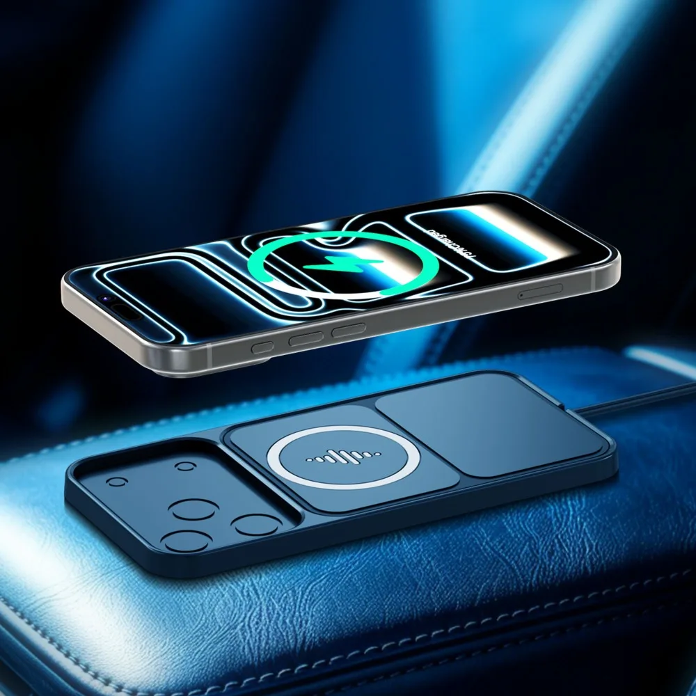 Kabellose Auto-Ladestation mit Silikonpad für iPhone 17 16 15 14 13 12 Pro Max Samsung S25 Airpods Pro 4/3 Schnell-Ladestation