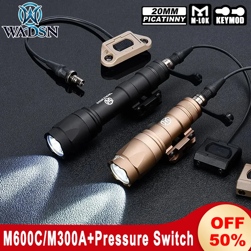 Wadsn Airsoft M600C Flashlight M300A Tactical Scout light Pressure Switch Modbutton Keymod MLok Picatinny Hunting Weapon Light