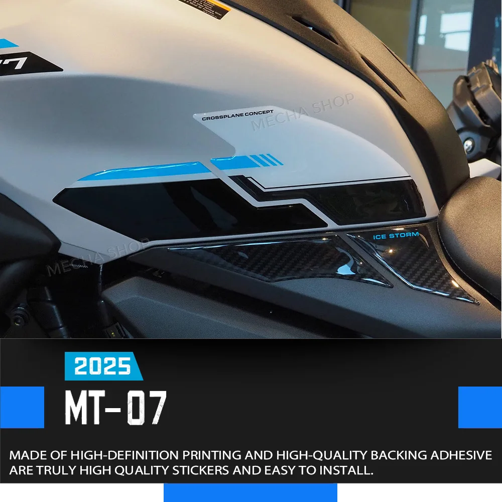 

For MT-07 MT 07 2025 Motorcycle Accessories Fuel Tank Traction Pad 3D Resin Sticker Tank Pad Protective Decal
