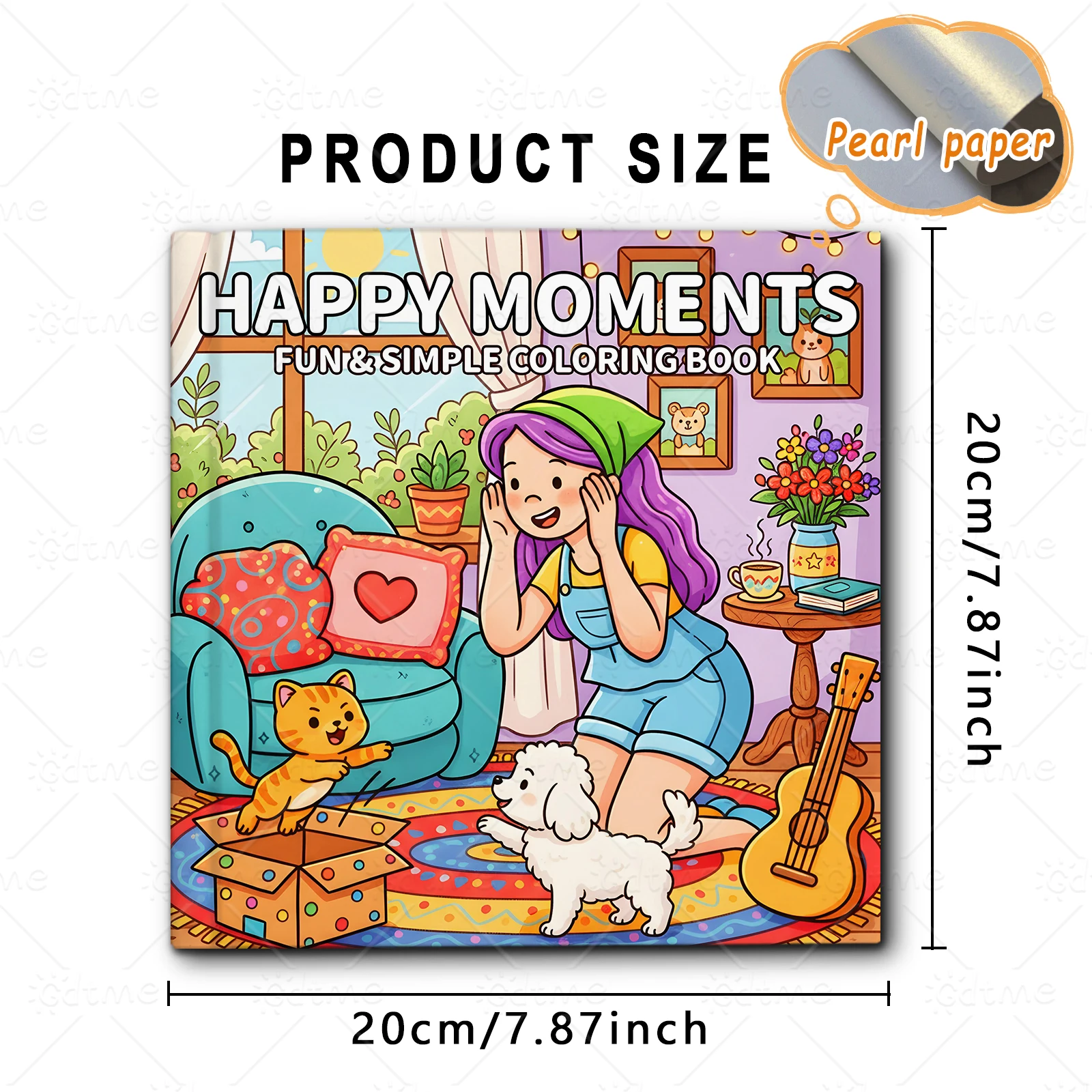HAPPY MOMENTS Malbuch für Erwachsene mit einfachen Cartoon-Mustern zur Entspannung, DIY-Mal- und Zeichenbücher für Jugendliche – Detail 3