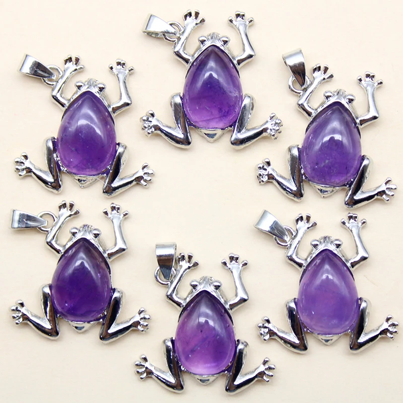 15PC Mixed Quartz Crystal Natural Stone Pendant Necklace Lucky Frog Earrings Animal Necklace Charm Fashion Men's Reiki Jewelry