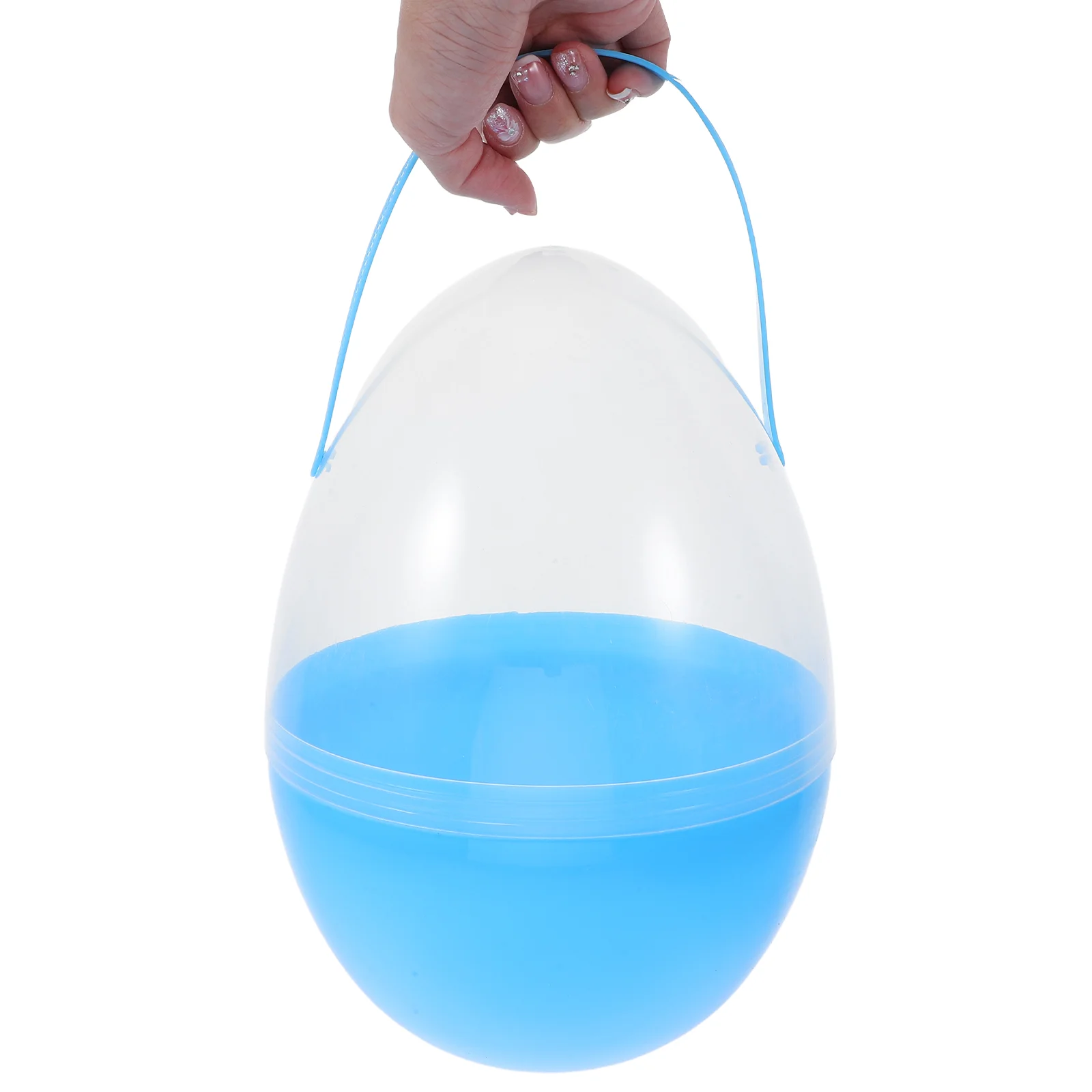 

Easter egg shaped basket with handle Empty clear Egg candy box Jumbo Eggs Easter Plastic egg Desk Fillable box easter ornaments