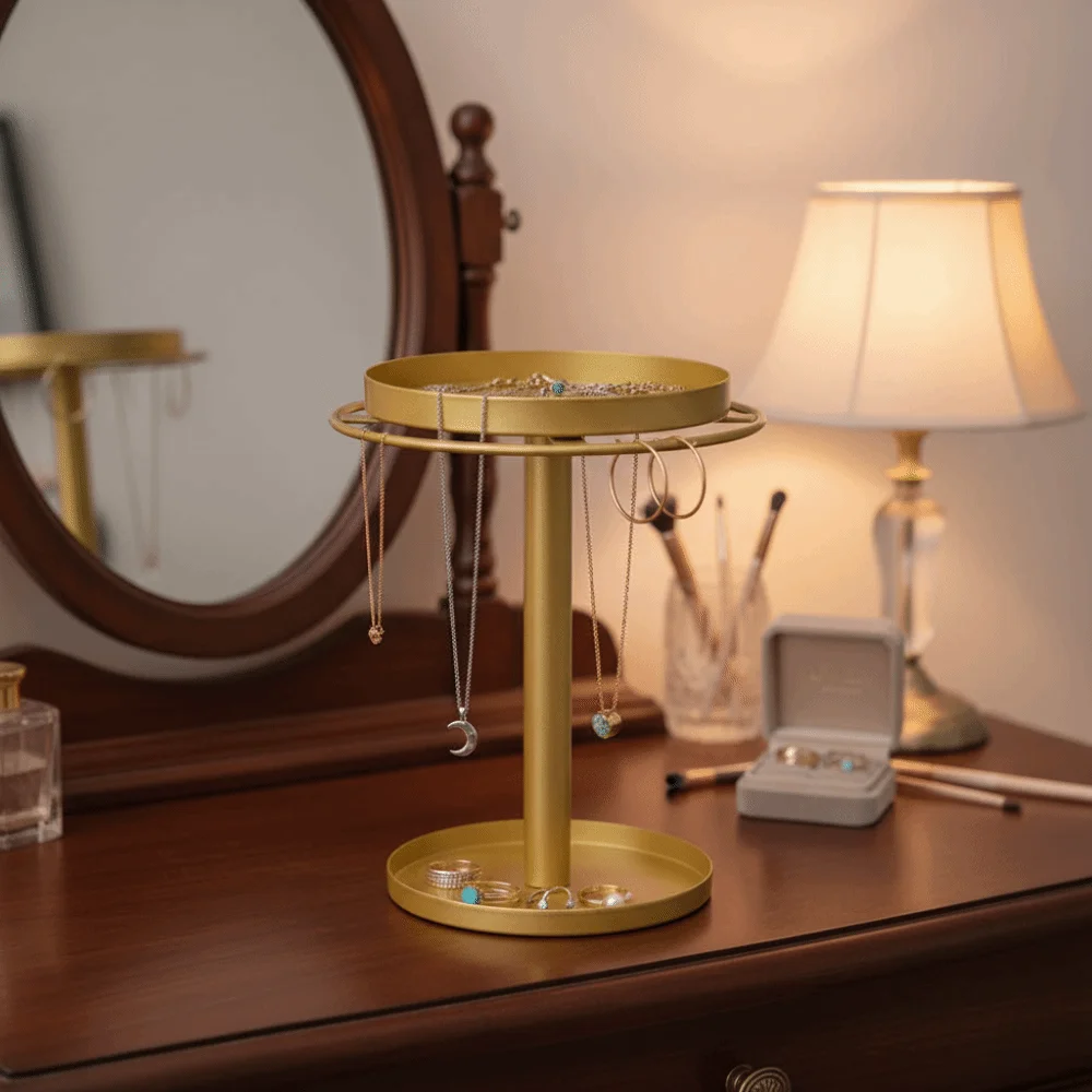 

Metal Organizers Sunglasses Rack Stainless Steel Removable Tray Glasses Stand Multiple Storage 360° Rotating Sunglasses Holder