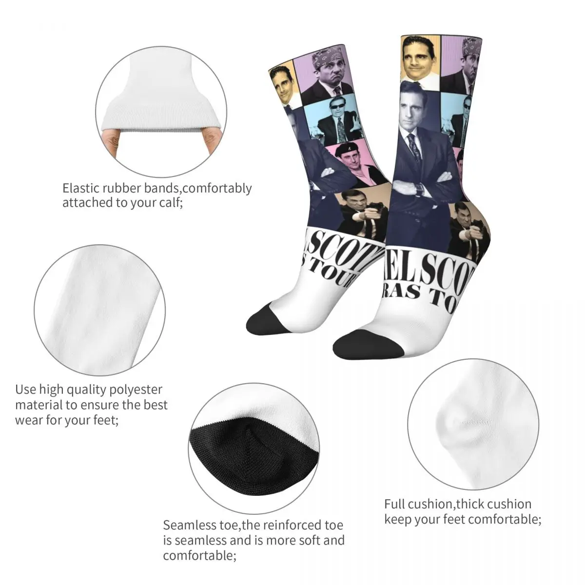 Michael Scott The Eras Tour Office TV Show Socks Men's Women's Fashion Socks Hip Hop Spring Winter Middle Tube Socks Gift