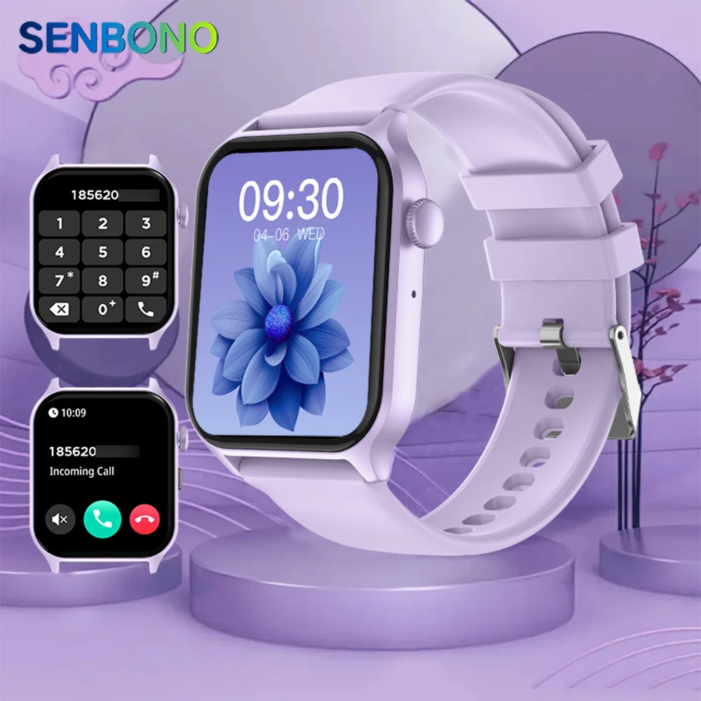 

SENBONO женские умные часы Bluetooth вызов 1,83 дюйма HD экран мультиспортивные режимы воспроизведение музыки управление камерой умные часы для мужчин женщин