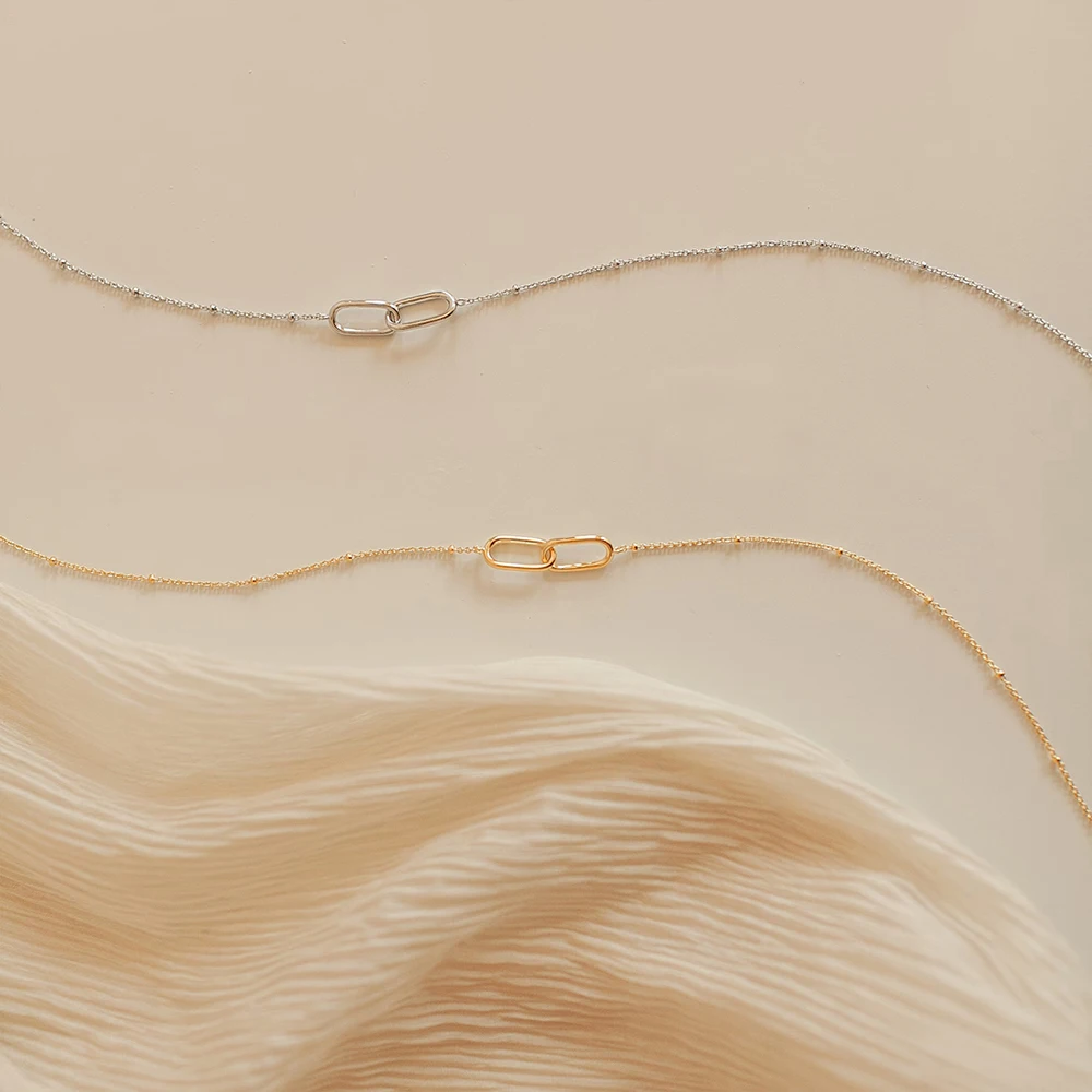 eManco Hot Geometric Double Paperclip Pendant Fashion Stainless Steel Link Infinity Necklace Simple Jewelry Wholesale