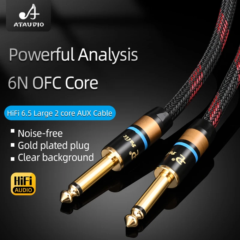 HiFi Aux Guitar Cable Mono Jack 6.5 OFC 130% Copper Shield Mesh 6.35 TS Jack Audio Cable Electronic Instruments  Jack 6. 5 Cable