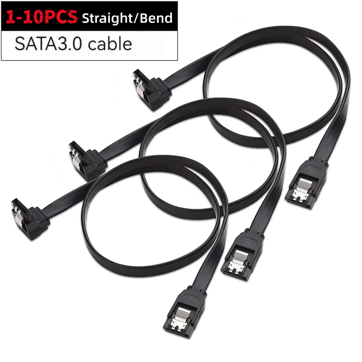SATA III Cable 6Gbps 50CM Straight Bend HDD SDD Data Cable with Locking Latch for SATA HDD SSD CD Drive Writer Desktop PC