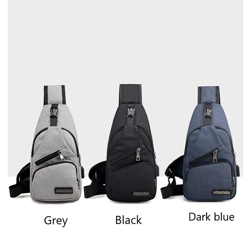 New Multifunctional Crossbody Bag Usb Charging Leisure Sports Large Capacity Chest Bag For Men