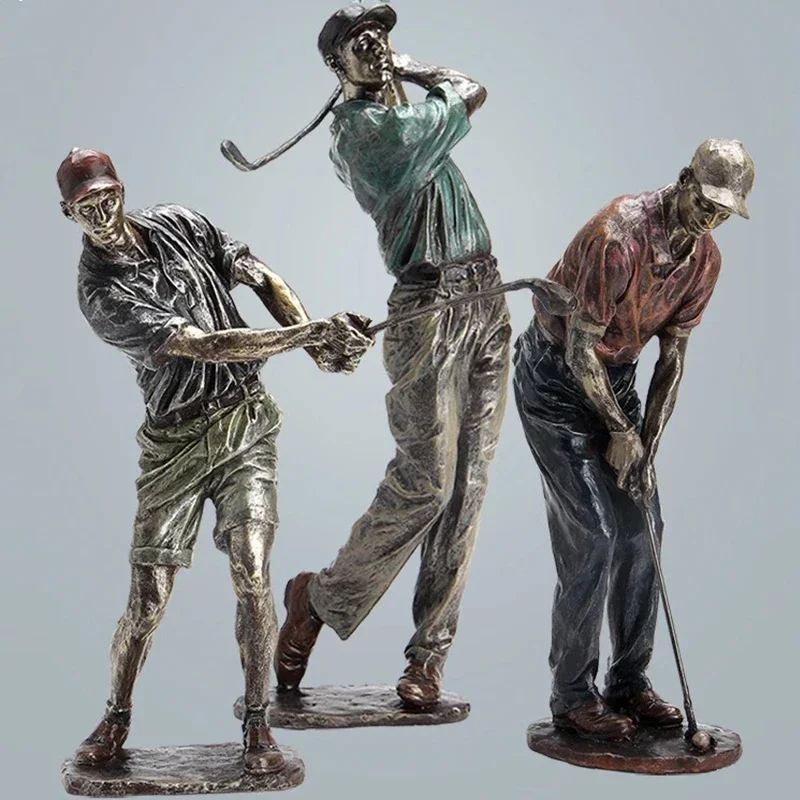 Golf Figure Statue Resin Vintage Golfer Figurine Home Alone Office Living Room Decoration Sport Objects Crafts Statue Home Decor