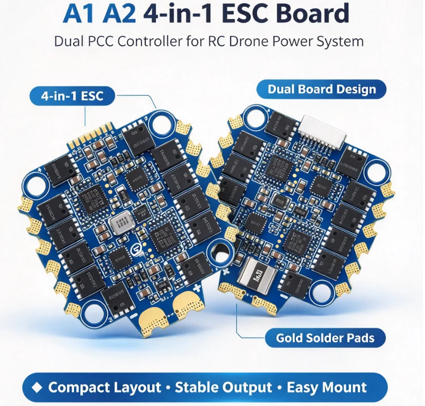 SEQURE Blueson A1 A2 4IN1 ESC AM32 128KHz for FPV Racing Freestyle Drone 6S 65A 8S 70A High-Speed Electronic Speed Controller