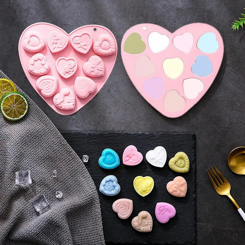 Heart Shape Molds For Baking Cake Chocolate Candy Decoration 10 Grid Mold Heart Silicone Cake Chocolate Mold Home Table