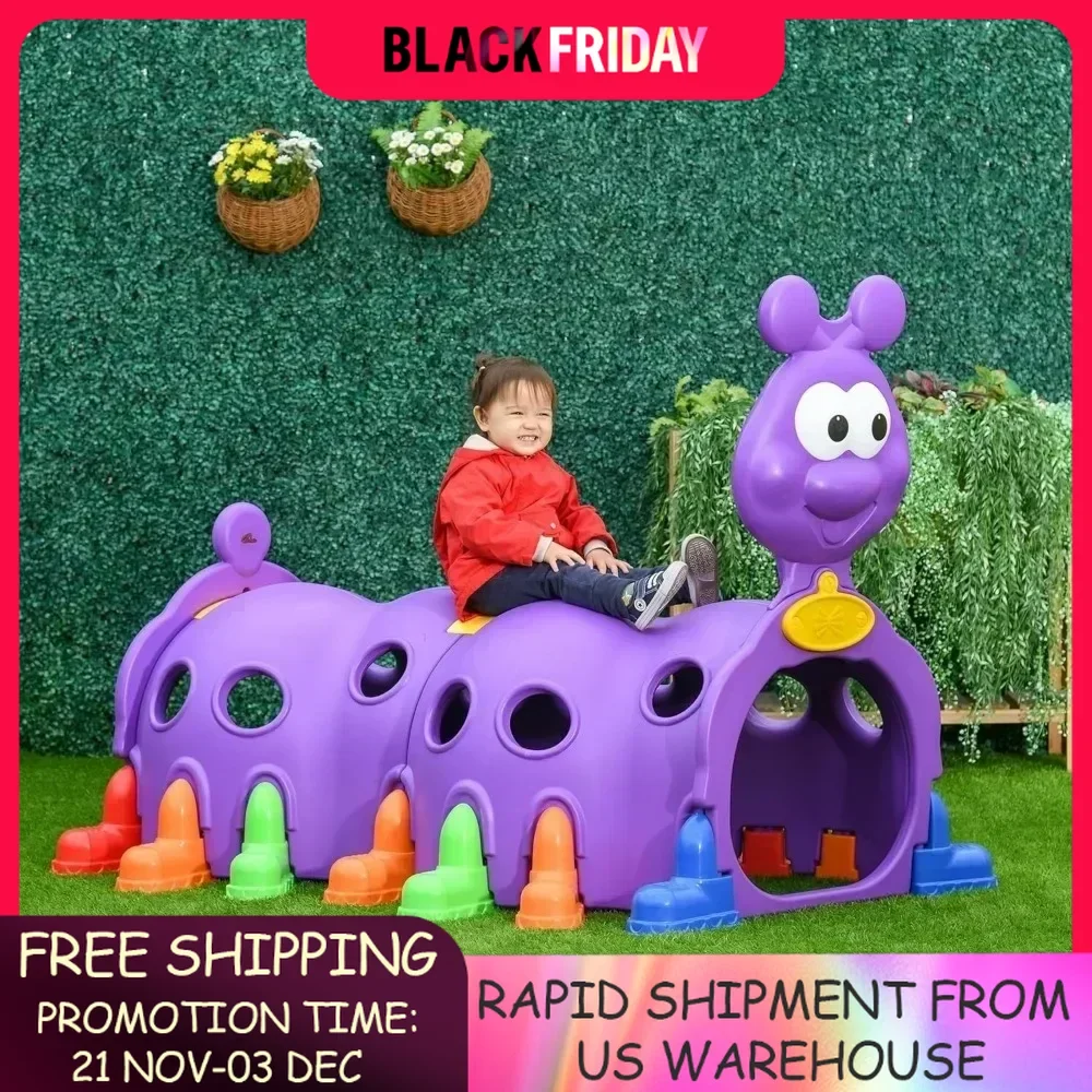 Tunnel for Kids Climb-N-Crawl Toy Indoor & Outdoor Toddler Play Structure for 3-6 Years Old, Purple Free shipping