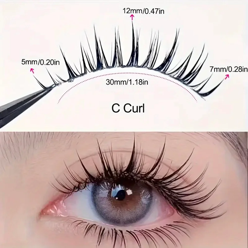 3D DIY Segment False Eyelashes – Glue-Free, Easy Wear, Reusable, Natural Korean Look, Eye-Enlarging, Safe for Sensitive Skin