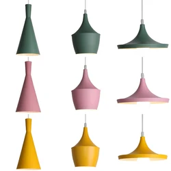 Nordic Modern Ceiling Lamp Macaron Color Aluminum Pendant Light for Living Room Dining Table Bedside Decorative Lighting Fixture