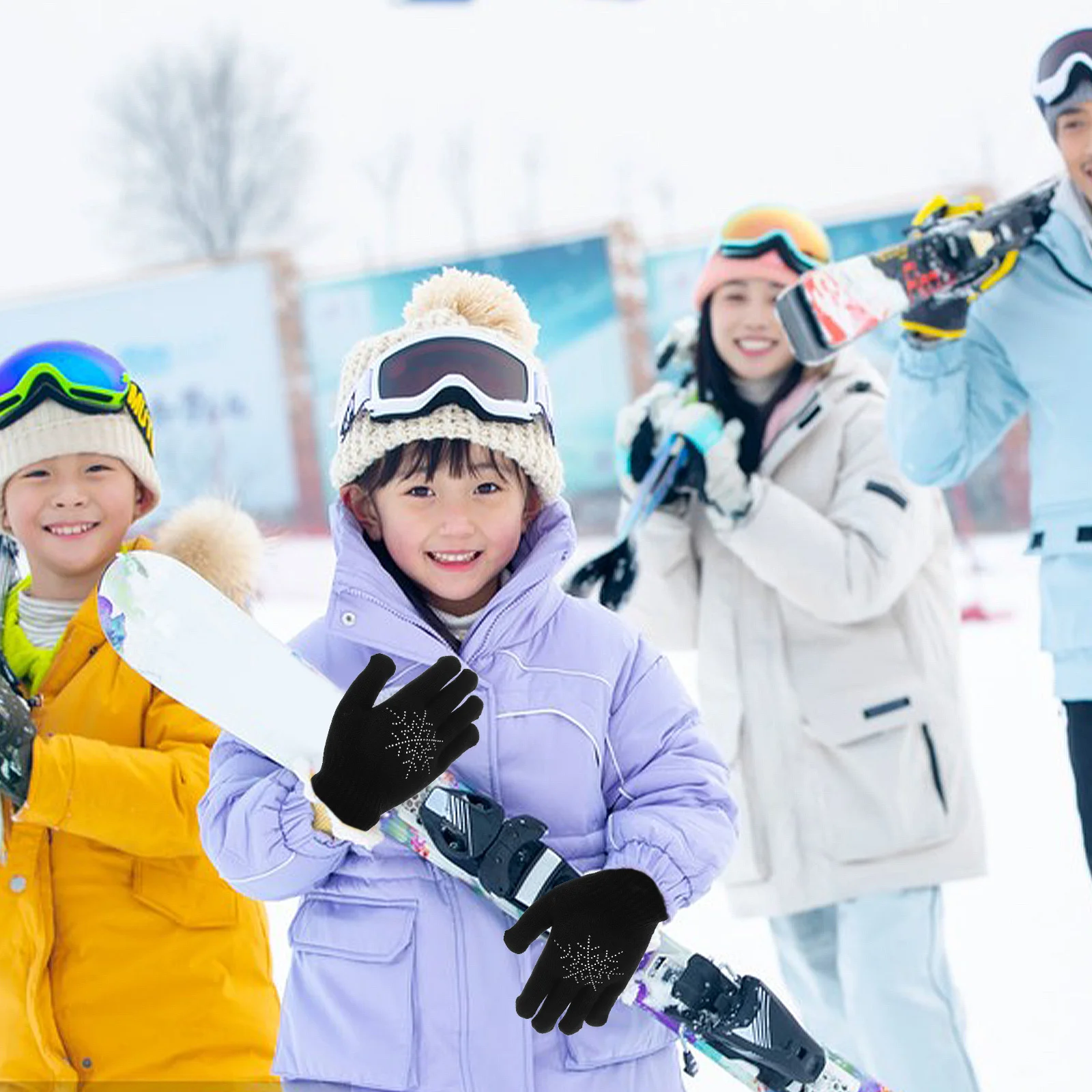 

Ice Skating Gloves Warm Thick Non Slip Snowflake Rhinestone Ski Gloves Figure Skating Winter Cold Weather Outdoor Sports