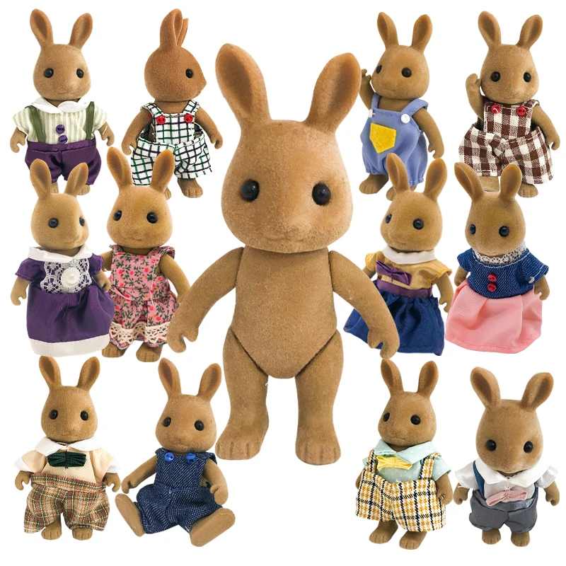 1:12 Forest Animal Family Dolls Accessories Doll Clothes for Rabbit Cat Bear Plush Toys Soft Dress Skirt Play House for Gifts