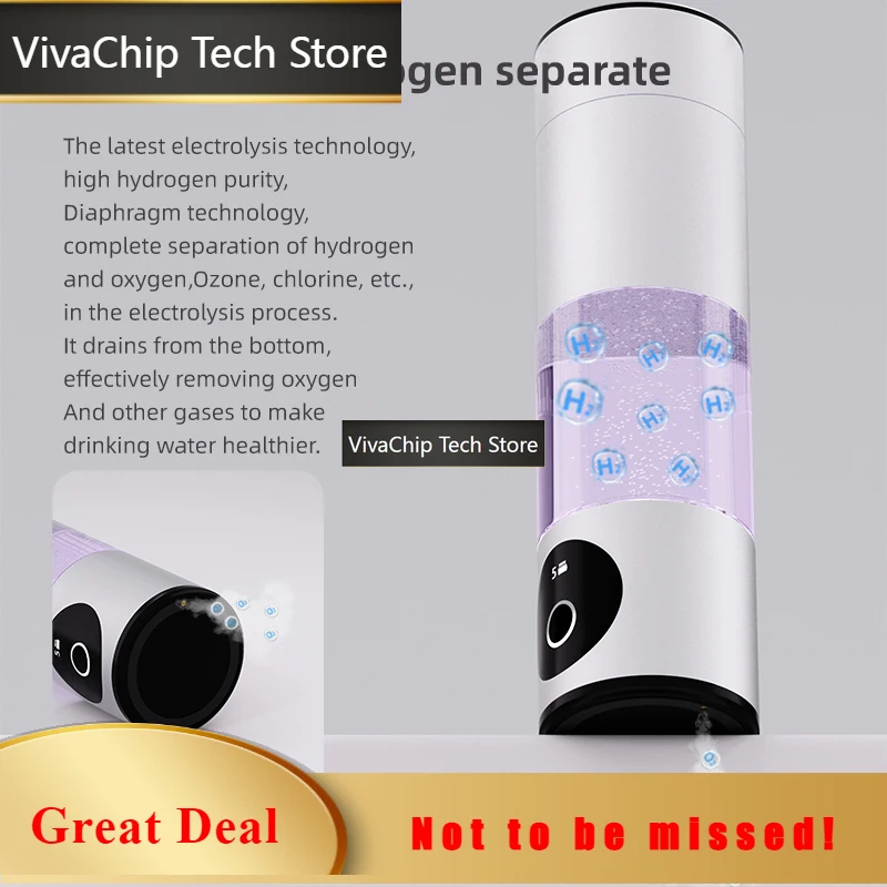 VivaCTSmart Library Latest UPS Charging Hydrogen Rich Water Cup Portable SPE PEM H2 Water Electrolysis Hydrogen Water Ionizer Ge