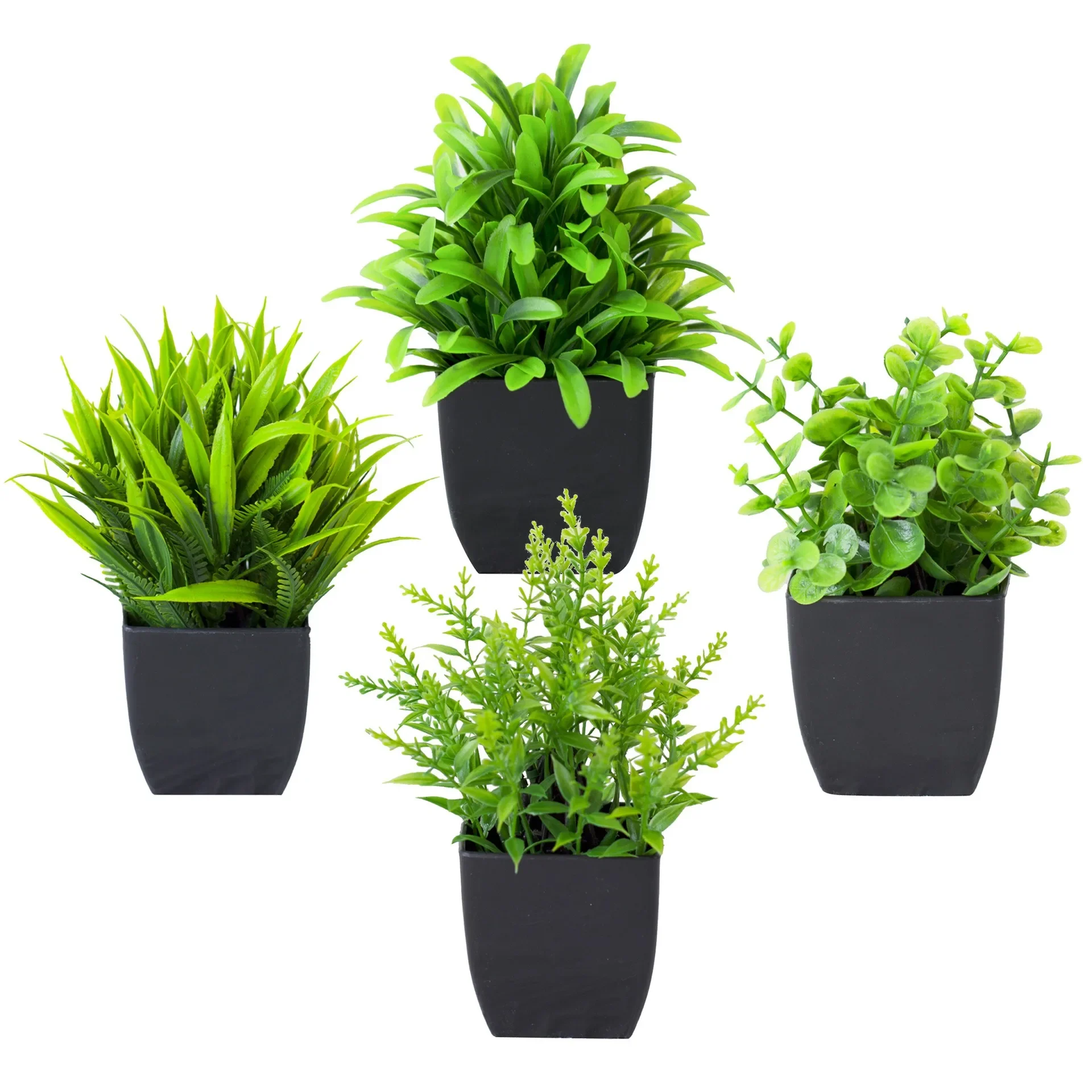 

1pc Fake Plant Black Pot, Mini Artificial Eucalyptus Potted Plant for Indoor Office Farmhouse Bathroom Table Decorating Ikebana