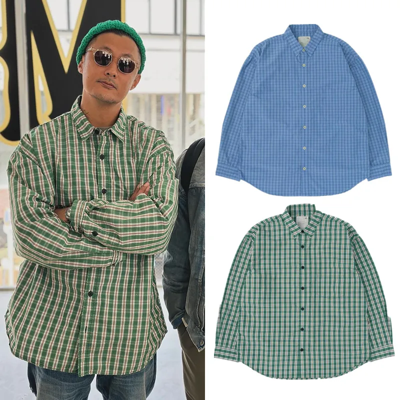 

Осенняя легкая мужская повседневная рубашка с длинным рукавом MDNS: модный бренд, свободный крой, клетчатая, дышащая, из смесового хлопка, молодежная мода