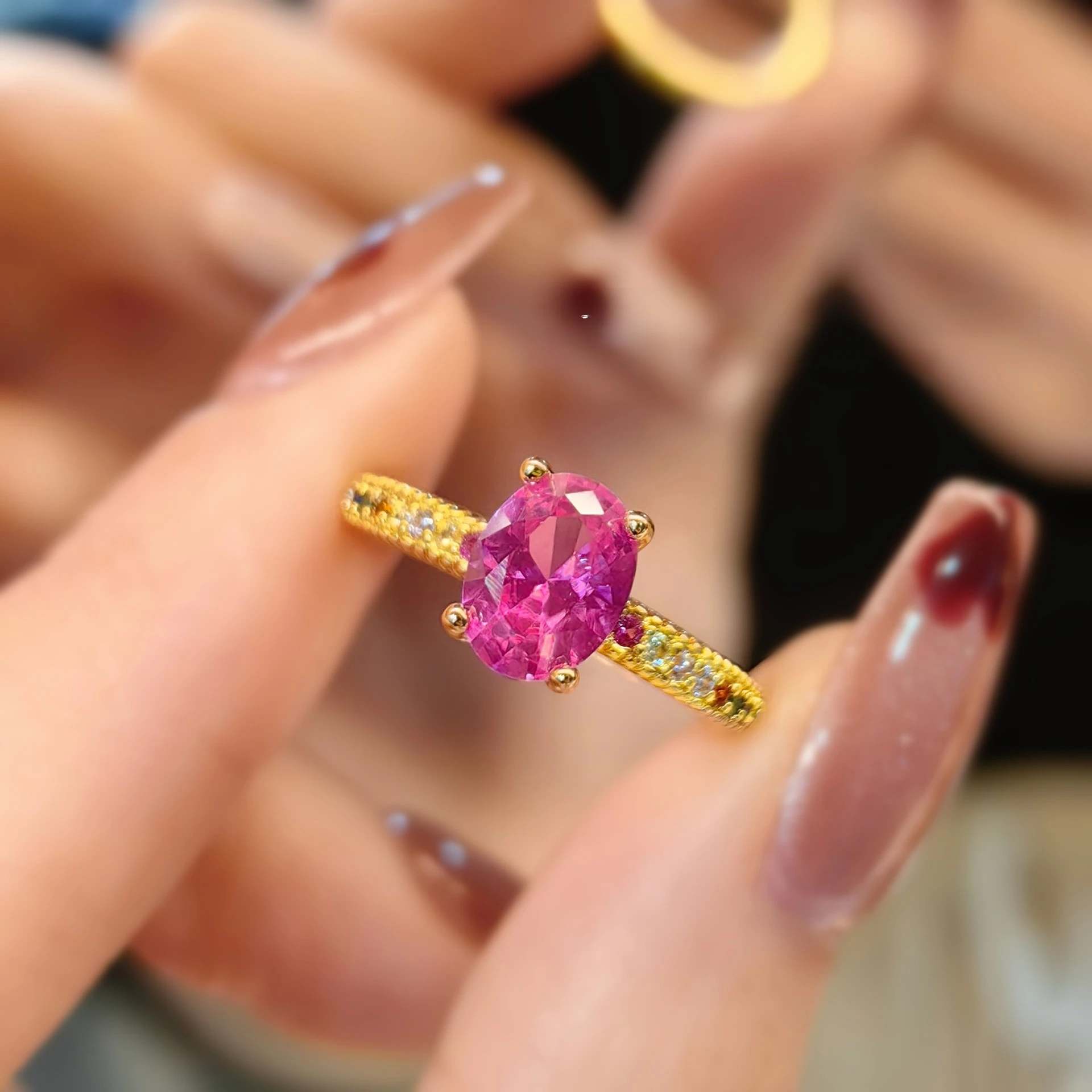 Magenta Diamond 925 Sterling Silber Verlobungsring - Modischer und Eleganter Schmuck für Damenpartys – Detail 4