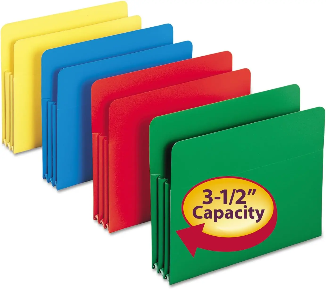 

Poly File Pocket with Straight-Cut Tab, 3-1/2" Expansion for Letter Size Documents, Pack of 4