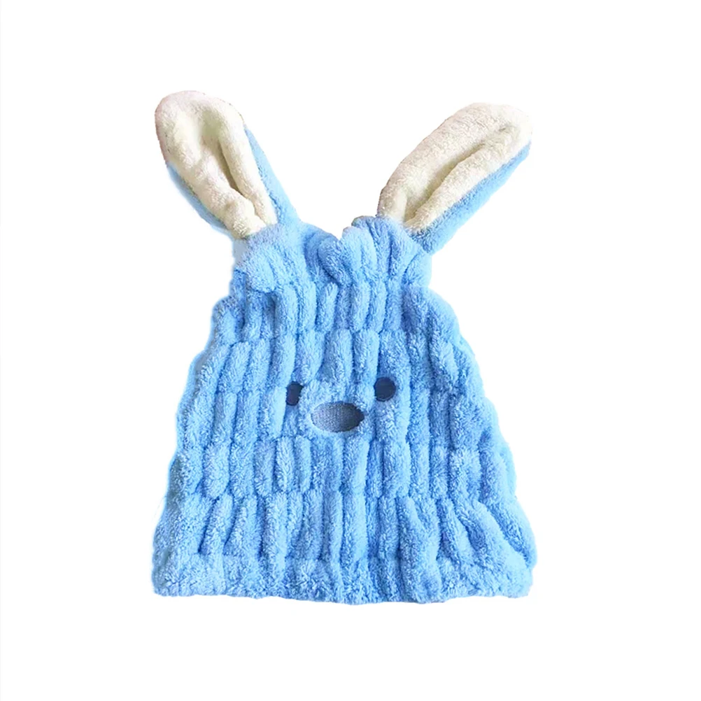 

Cartoon Rabbit Shaped Kids Shower Cap Super Absorbent Fast Drying Hat Bathing Wiping Hair Child Dry Hair Towel Set