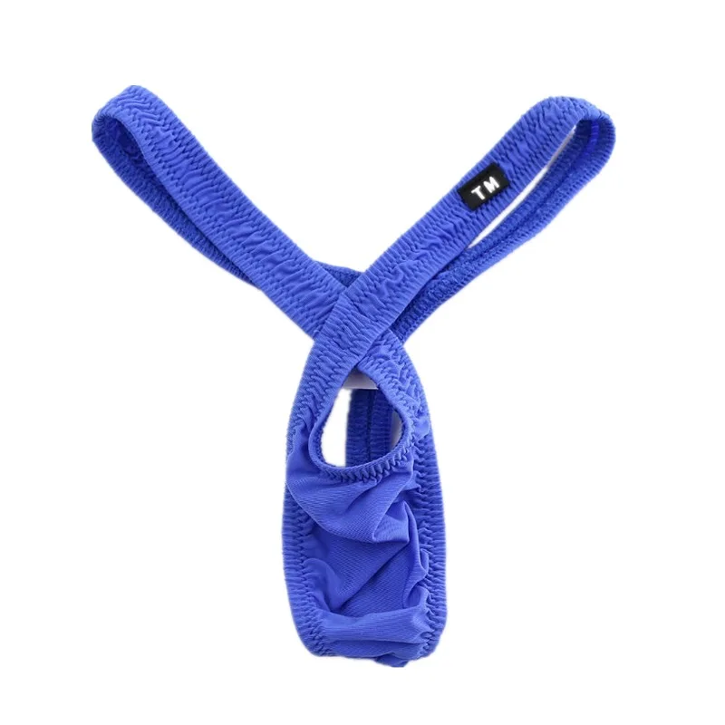 Men's Nylon Thong Low-rise Sexy Hollow Out Front Thin Solid Color T-back Underwear