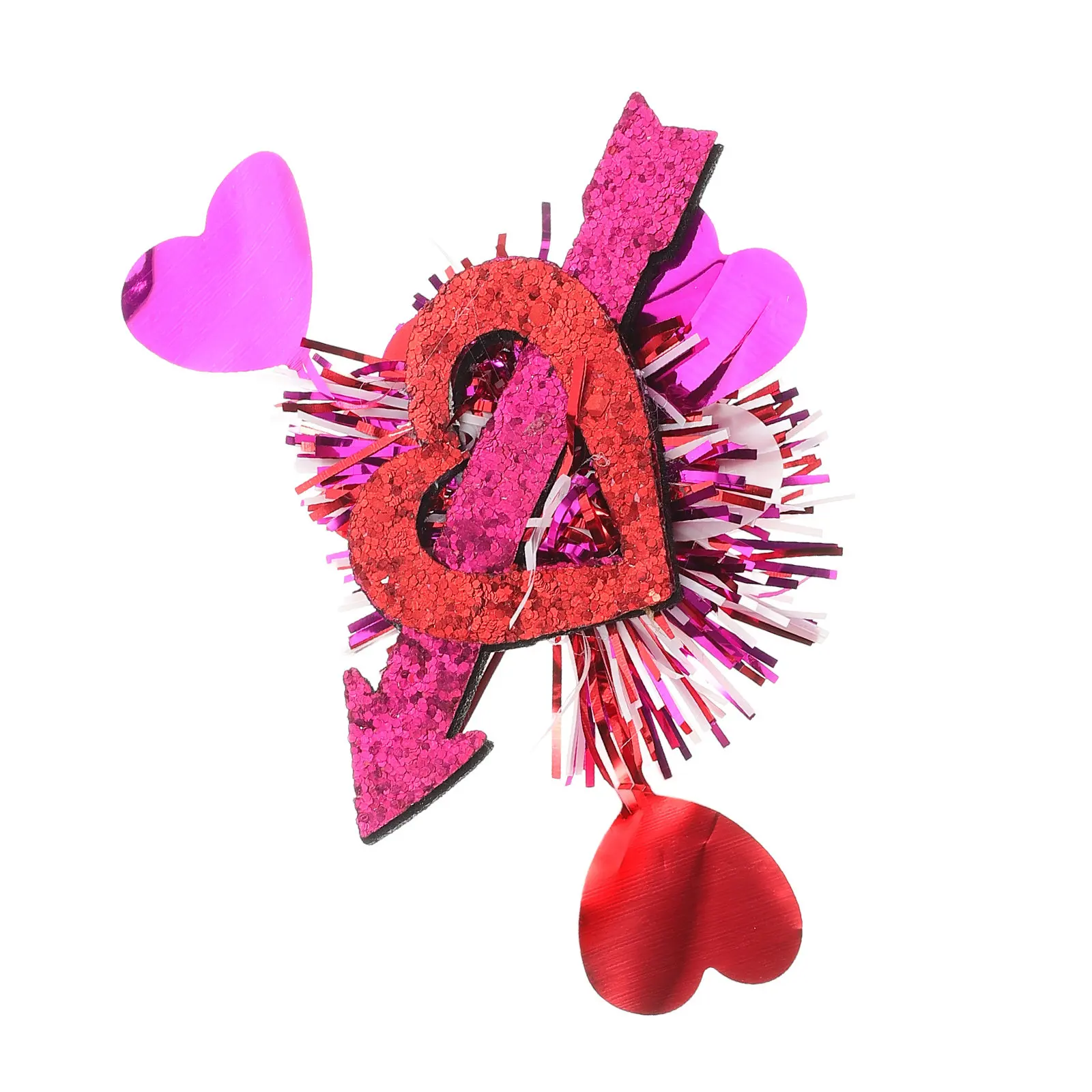 

Romantic Valentine's Day Heart Hair Clips Sparkly Glitter Ribbon Barrettes Alligator Pins Girls Kids Party Wedding Anniversary