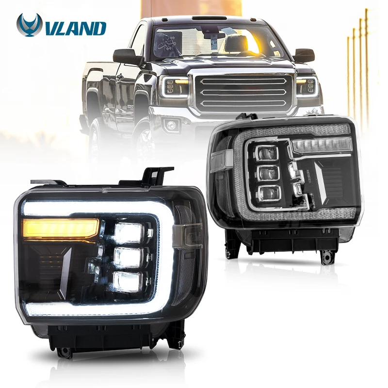 

VLAND Manufacturer Headlight Assembly 2014-2018 Car Headlight 2015-2019 Front Head Lamp for GMC SIERRA 1500 2500HD 3500HD