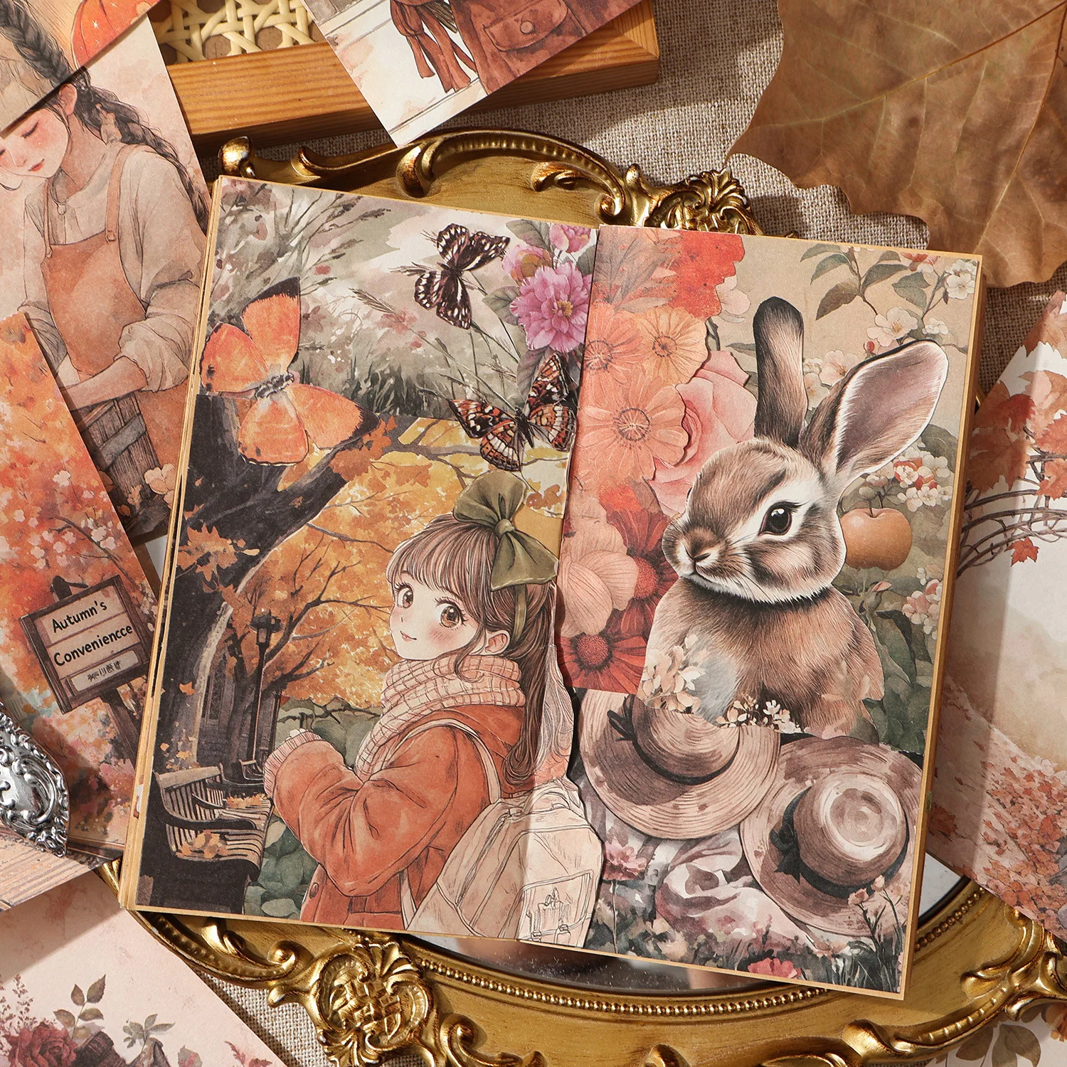 ชุดกระดาษวินเทจลายดอกไม้ สำหรับงานสร้างสรรค์ DIY สมุดบันทึก คอลลาจ และเครื่องเขียน