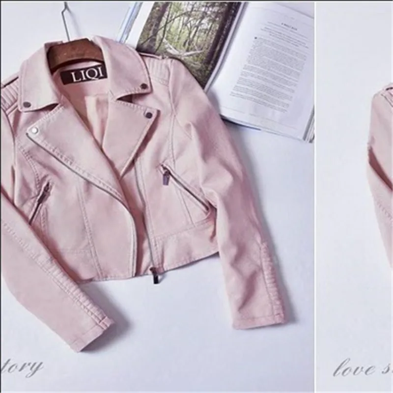 Female Spring Autumn Tops Coat Leather Coat Large Sweet Simple Leisure Brand Design Fashion Senior Soft Minority Versatile Thin
