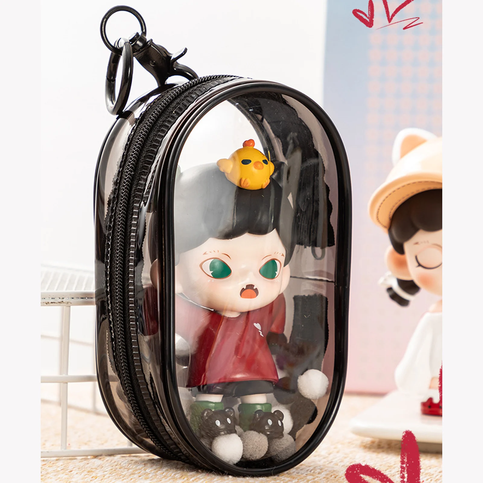 Plush Dolls Protections Bag Zippered Toiletry Carry Pouch Suitable for Mini Figures Figurines
