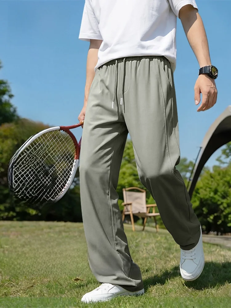 

Ice Silk Casual Pants for Men Summer Loose Cool Feeling Qui Dry Outdoor Sports Long Trousers Breathable Straight Leg Pants