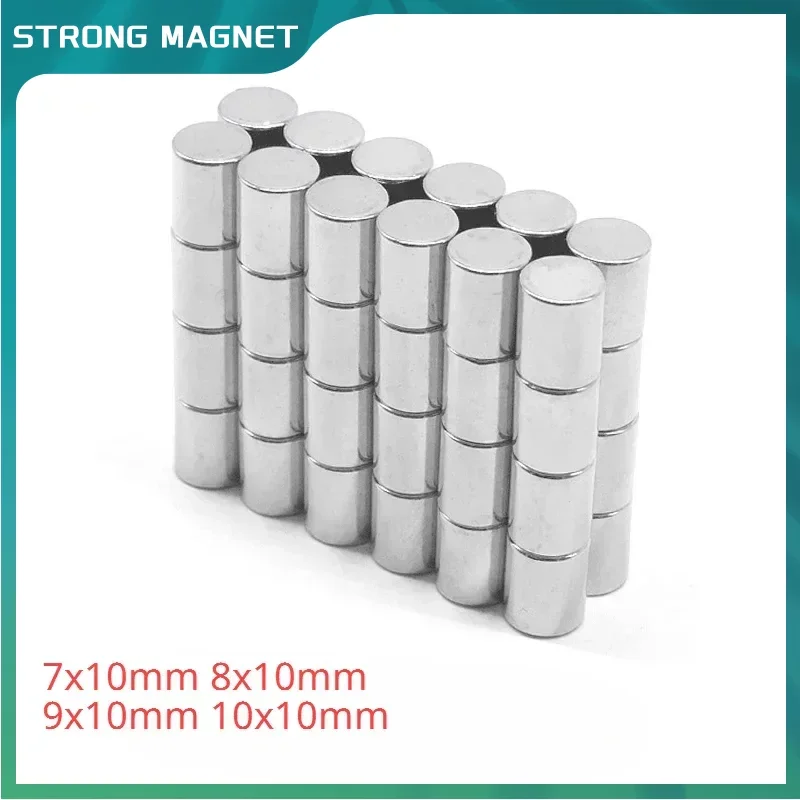 

10/20/50/100PCS Strong Round Neodymium Magnets NdFeB N35 Super Power Cylinder DIY 7x10 8x10 9x10 10x10mm Magnetic Magnet