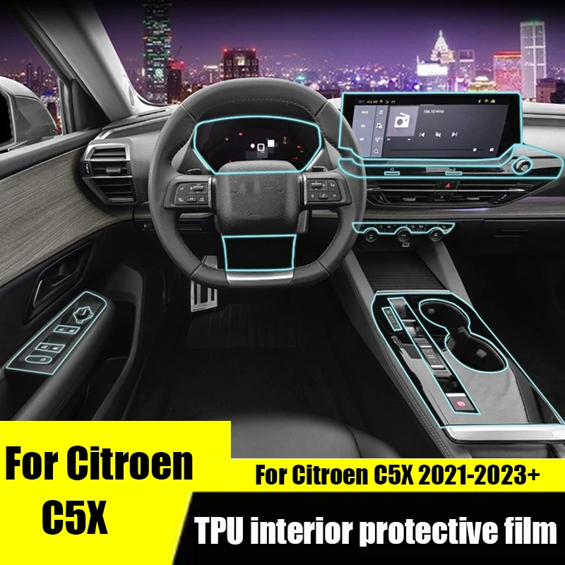 

For Citroen C5X Interior transparent TPU protective film modification of central control gear shift panel