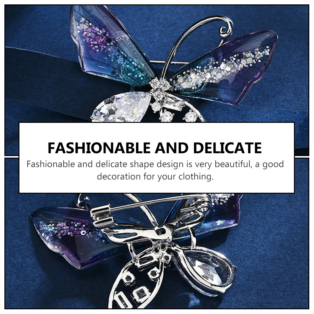 

1pc Zircon Brooch High-Quality Copper Decorative Breastpin Fashionable Butterfly Corsage Lightweight Durable Clothing Accessory
