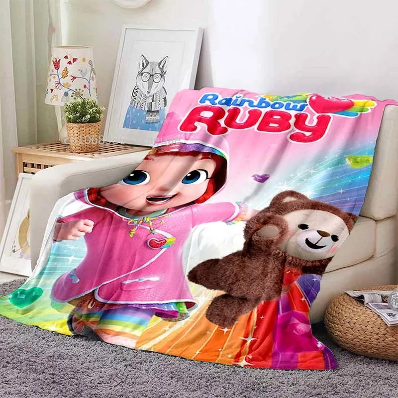 

Cartoon Series Rainbow Ruby Children's Blanket Lulu and Bear Cute Blanket Intelligence and Adventure Blanket Photo Customized