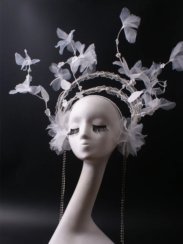 

Цветочный креативный моделирующий головной убор индивидуальная подиумная детская модель макияжа аксессуары для волос увеличенная сценическая фотография