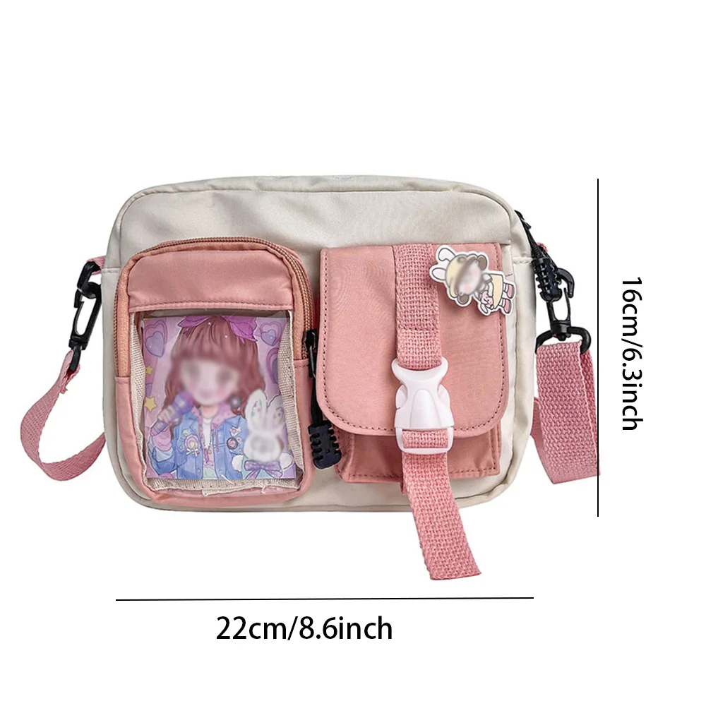 Japanese Style Kawaii Handbags Women Patchwork Color Nylon Bag Multipockets Shoulder Bag Student School Bag Crossbody Bags